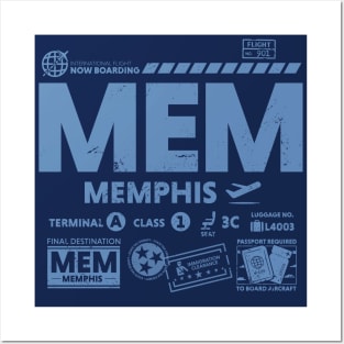 Vintage Memphis MEM Airport Code Travel Day Retro Travel Tag Tennessee Posters and Art